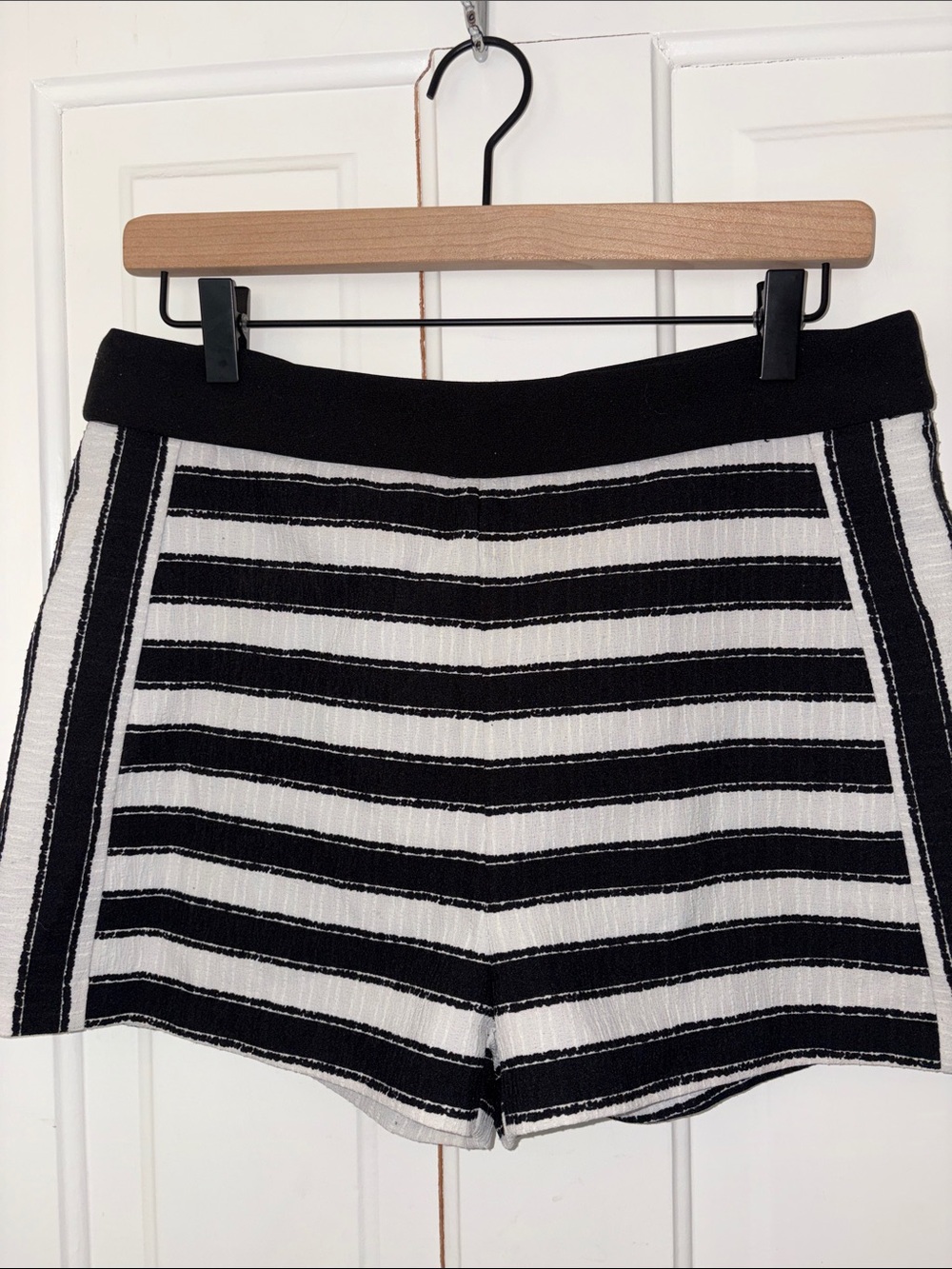 English Factory Black & White Striped High-Waist Knit Shorts